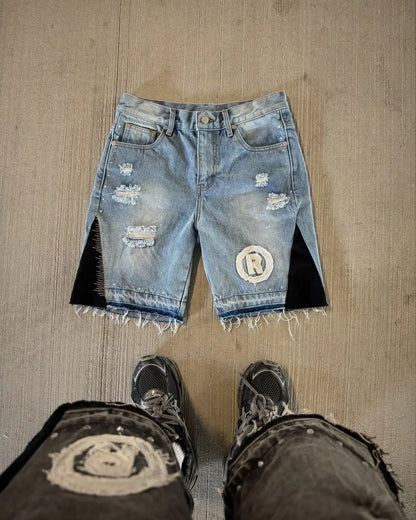 Hole Letter Embroidery Short