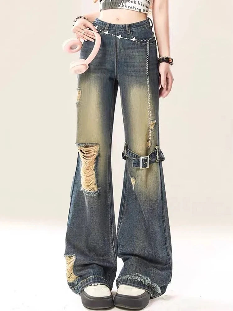 Blue Ripped Gothic Baggy Harajuku Pant Main image