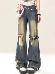 Blue Ripped Gothic Baggy Harajuku Pant