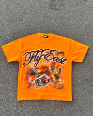 Graffiti Print Loose Cotton T-shirt