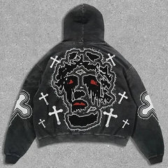 Gothic Cross Graphic Pullover Hoodie