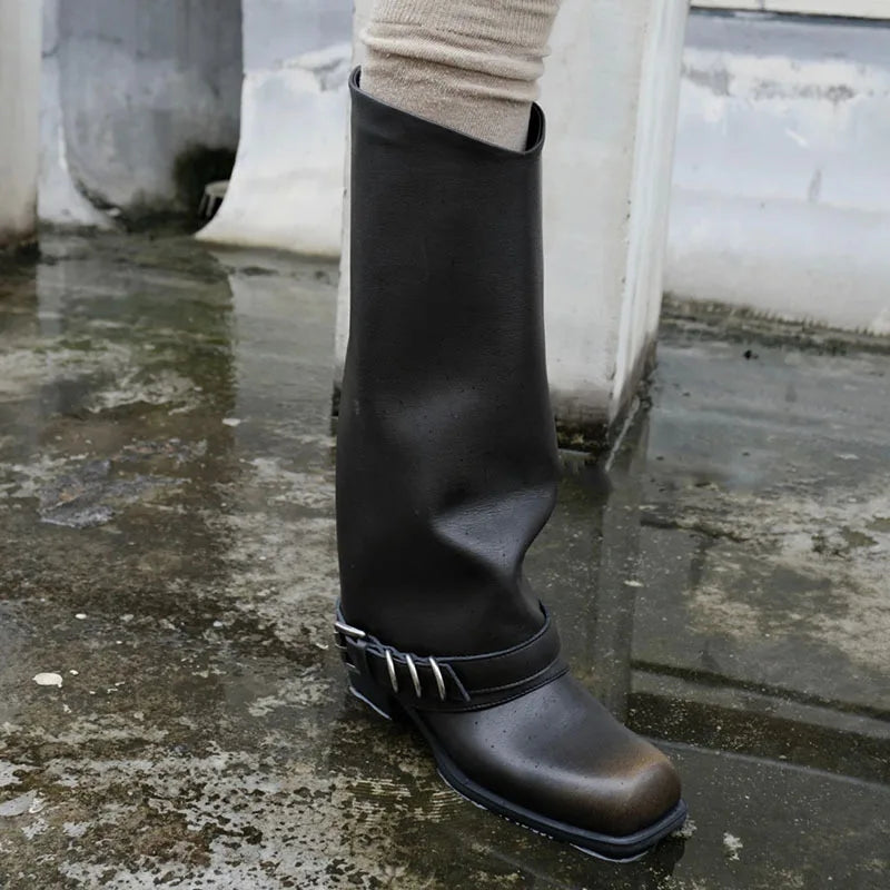 Retro Fashion Black Thigh High Gothic Boot