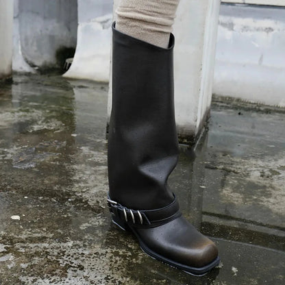 Retro Fashion Black Thigh High Gothic Boot