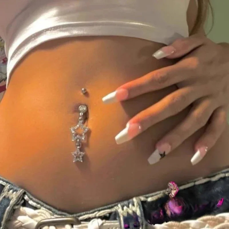 Star Crystal Dangle Gothic Belly Ring Main image