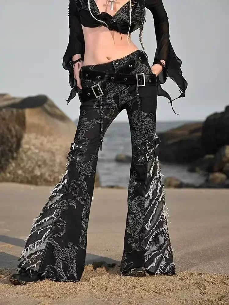 Printed Gothic Dragon Flared Pant Main image