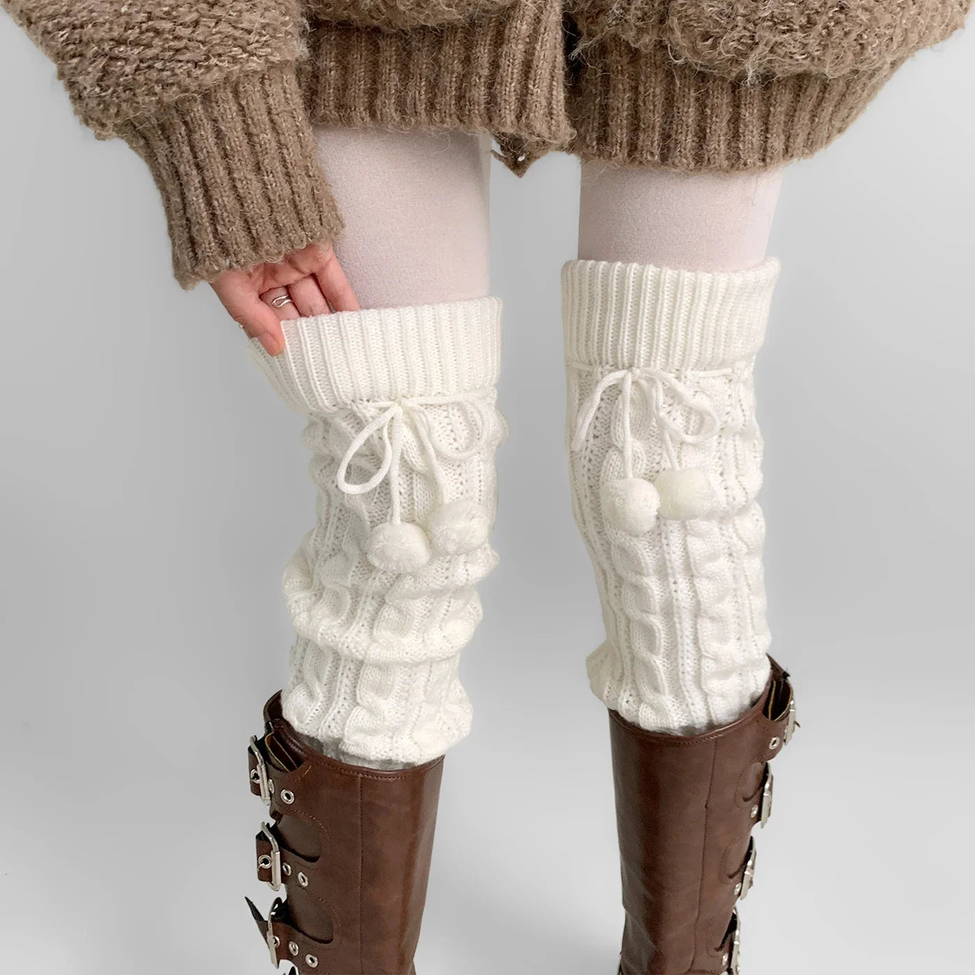Gothic Knitted Wool Ball Knee Sock Main image
