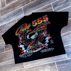 Gothic Pattern Print Oversized Cotton T-shirt