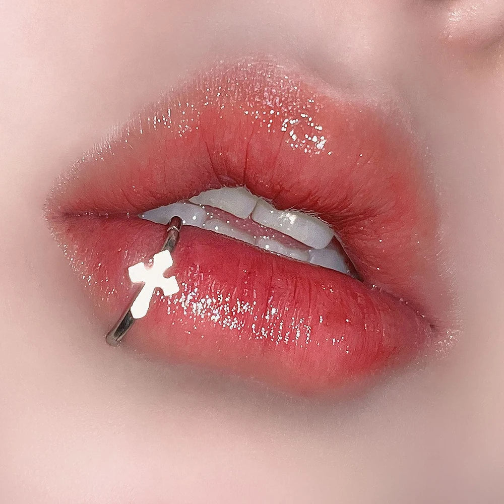 Cross Hoop Segment Stainless Steel Lip Stud