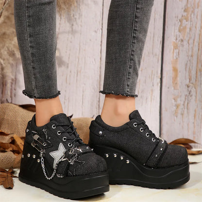 Vintage Gothic Lace-Up Platform Sneaker