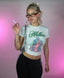 Gothic Letter Print Crop Cotton T-shirt