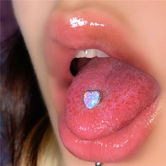 Surgical Steel Opal Heart Cartilage Tongue Ring