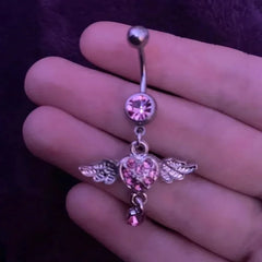 Angel Wings Pink Gothic Belly Ring