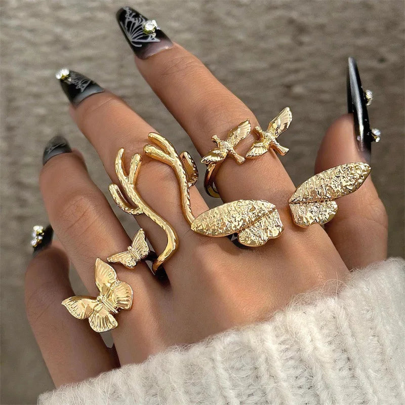 Four Piece Gothic Butterfly Ring Main image