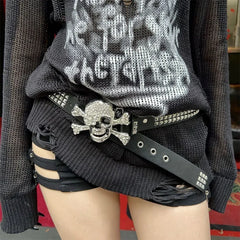 Hip Hop Gothic Skeleton Wide Belt