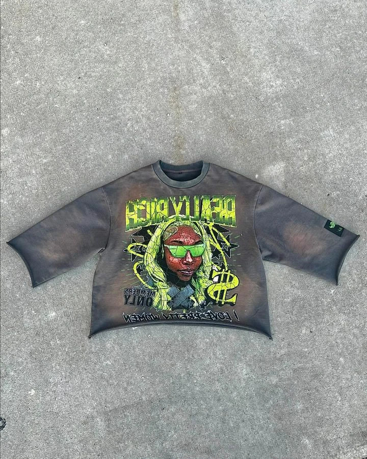 Hip-Hop Washed Retro Cotton Oversized T-shirt Main image