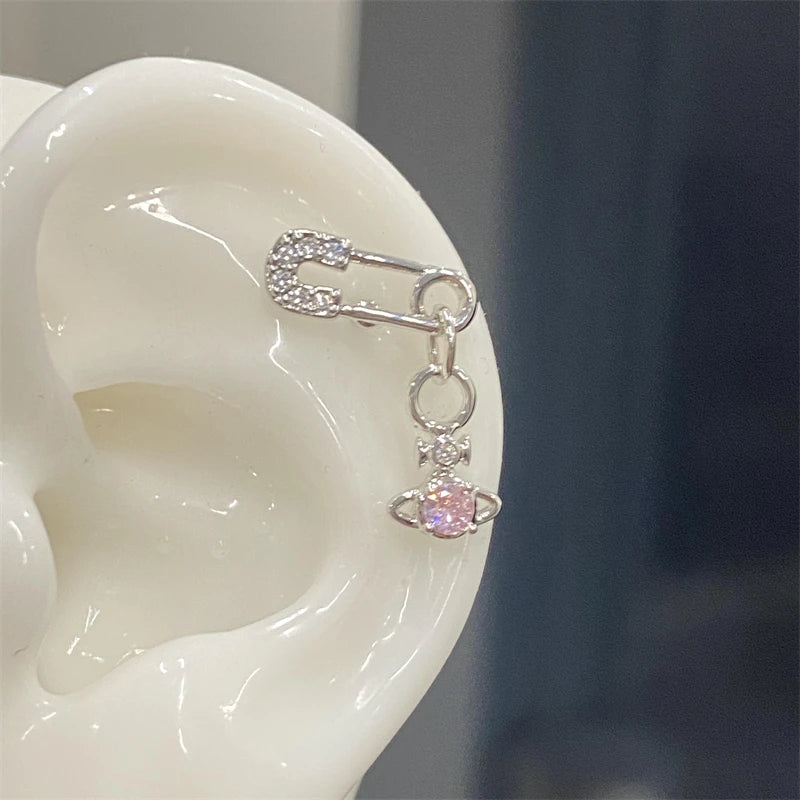 Silver Saturn 316L Stainless Steel Stud Earring