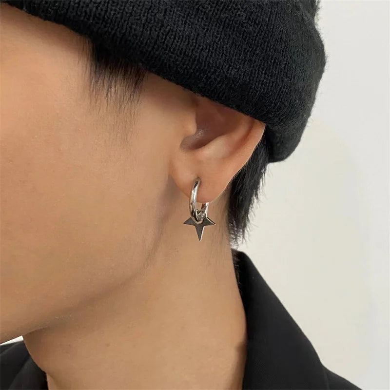 Gothic Demon Wings Cross Chain Stud Earring Main image