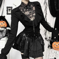 Gothic Lace Patchwork Flare Blouse
