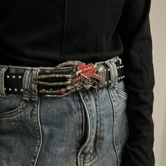 Unisex Gothic Skull Rivet Belt