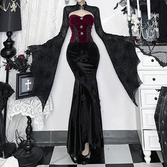 Goth Batwing Crop Mesh Top