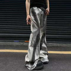 Contrast Color Flared Denim Pants