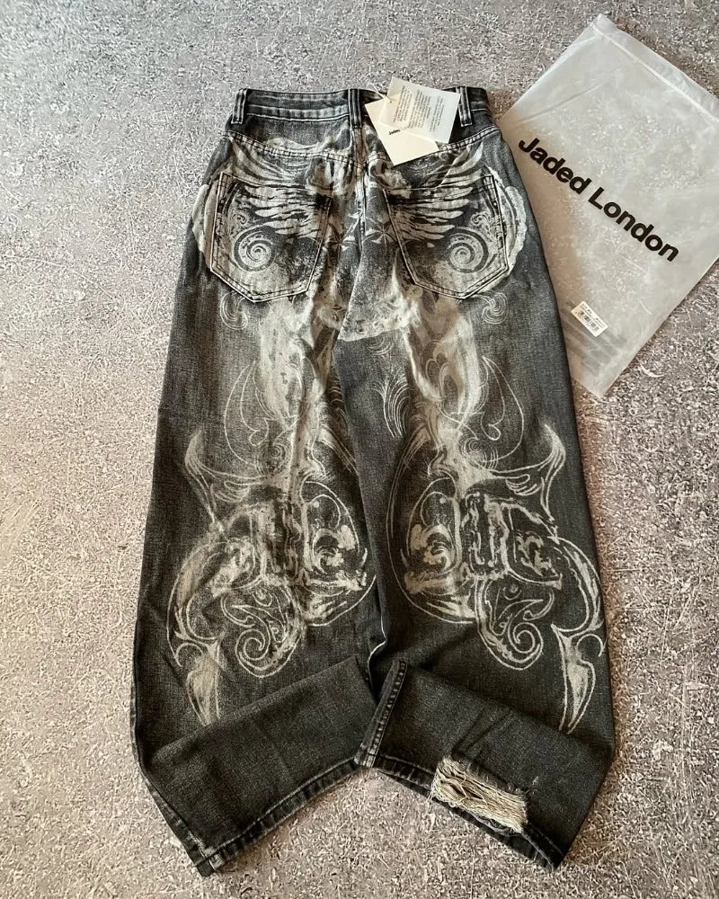 Washed Distressed Wide Leg Pants Secondary image