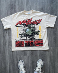 Hip Hop Cartoon Print Oversized Cotton T-shirt