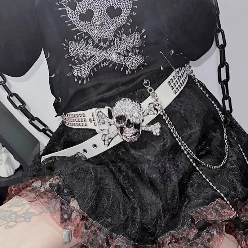 Hip Hop Gothic Skeleton Wide Belt Main image