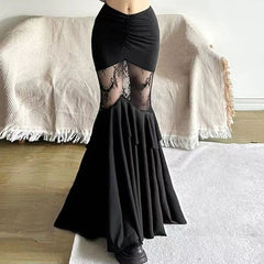 Hollow Out Stitching Midi Skirt