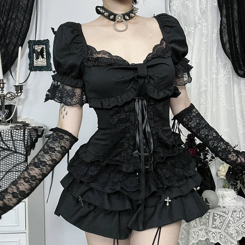 Lace Trim Puff Sleeve Blouse Main image