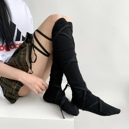 Gothic Ballet Strappy Thin Sock