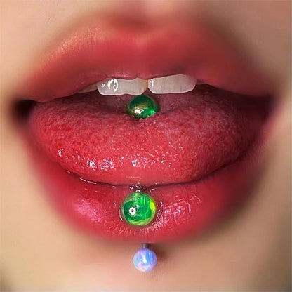 16mm Titanium Steel Colorful Ball Tongue Ring