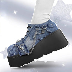 Punk Gothic Chain Denim Sneaker