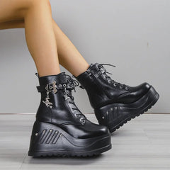 2024 Fashion Punk Goth Platform Wedge Gothic Boot