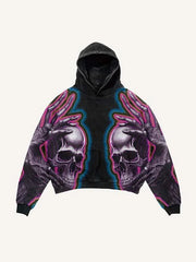 Gothic Skull Print Oversized Hoodie