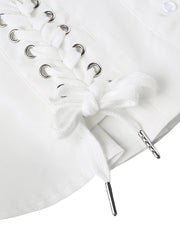 Lace Trim Tie-Front Corset