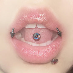 Magic Pupil Glued Eye Stainless Steel Tongue Ring