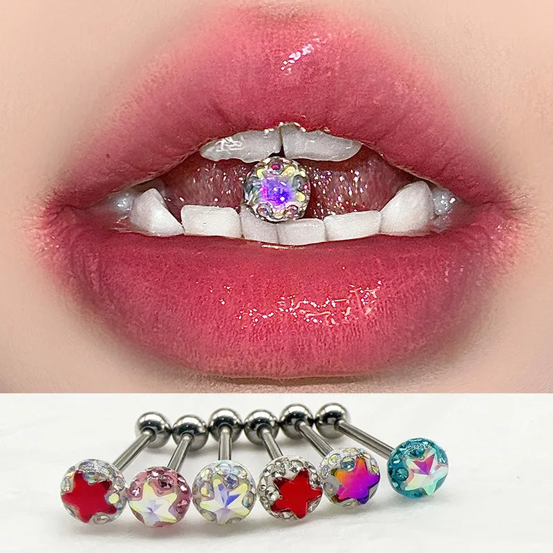 Glitter Sequin Star Mixed Color Tongue Ring Main image