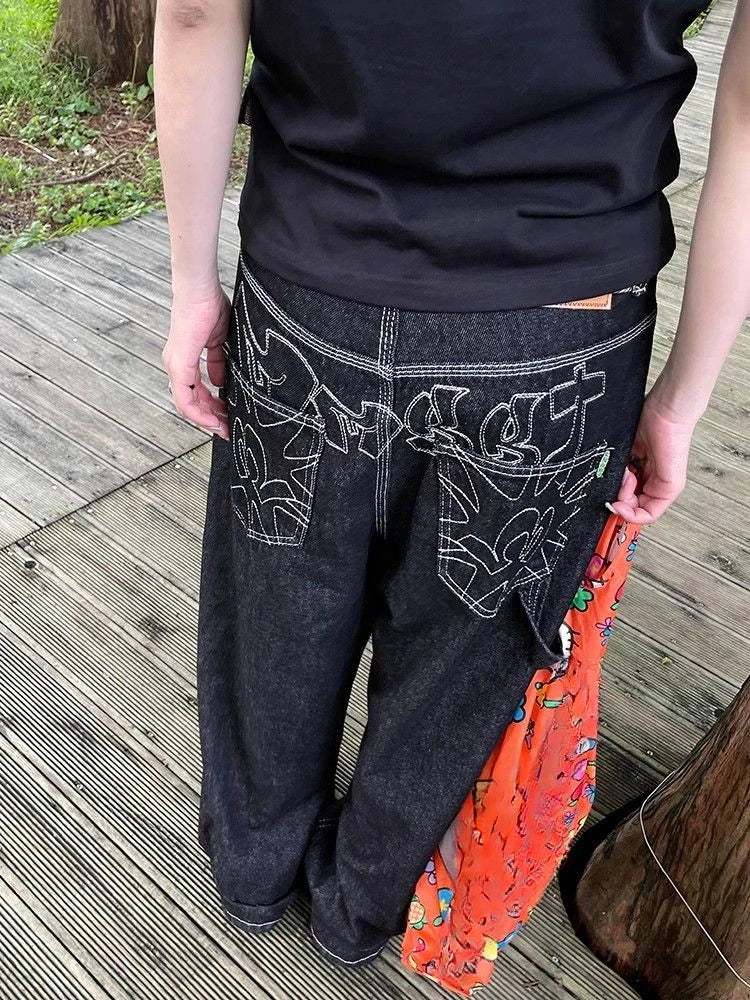 Embroidery Gothic High Waist Denim Pant Main image