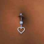 Heart Crystal Dangle Gothic Belly Ring