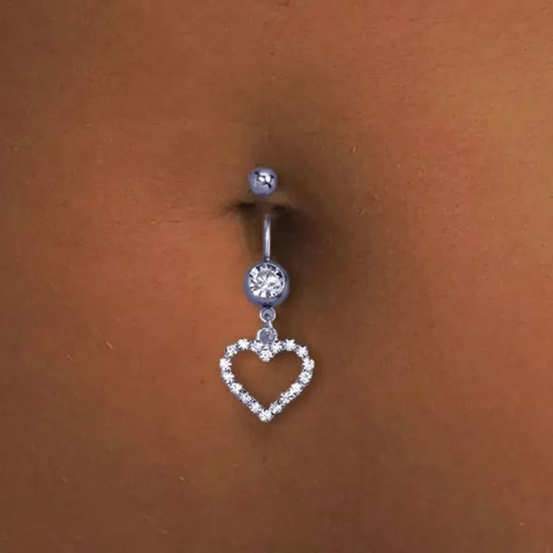 Heart Crystal Dangle Gothic Belly Ring Main image