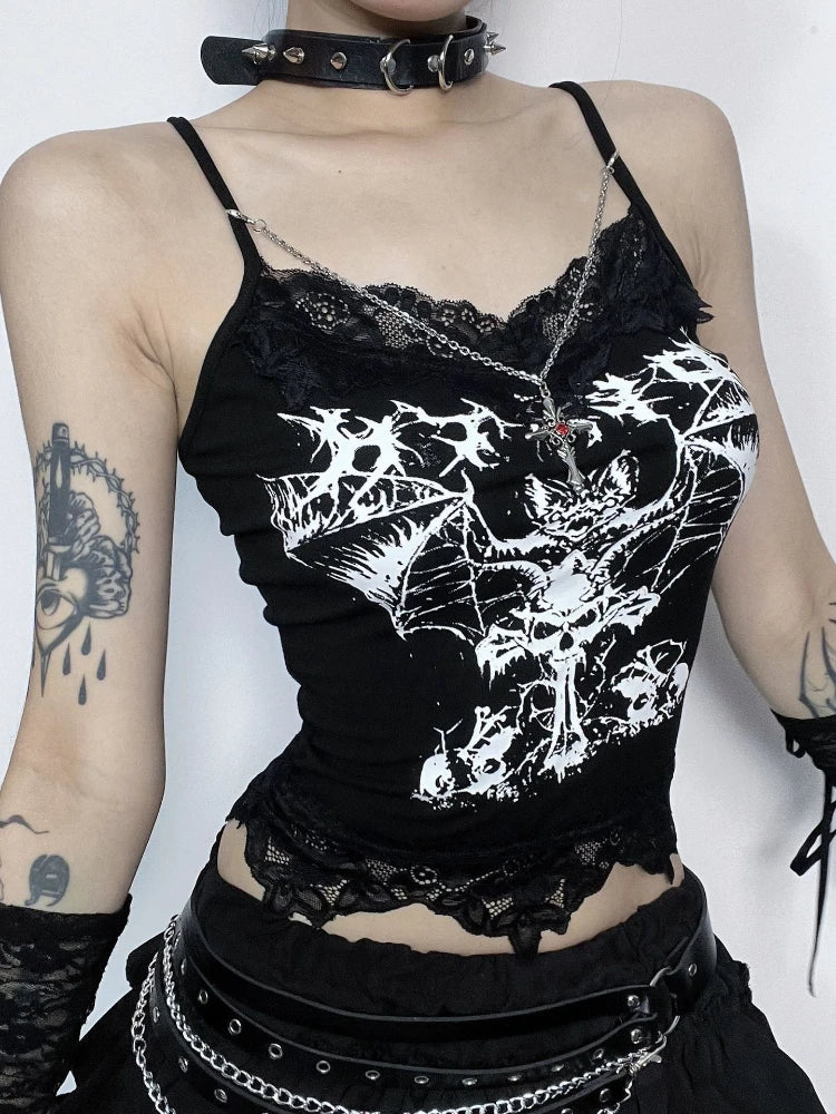 Punk Cartoon Print Grunge Crop Top Secondary image