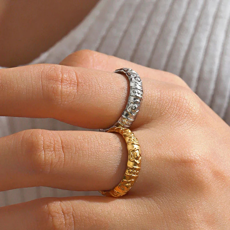 Stainless Steel Flower Gothic Ring