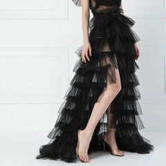 Ruffles Tulle Floor-Length Skirt
