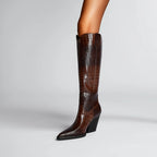Gothic Pointed Thick Heeled Oversized Western Boot