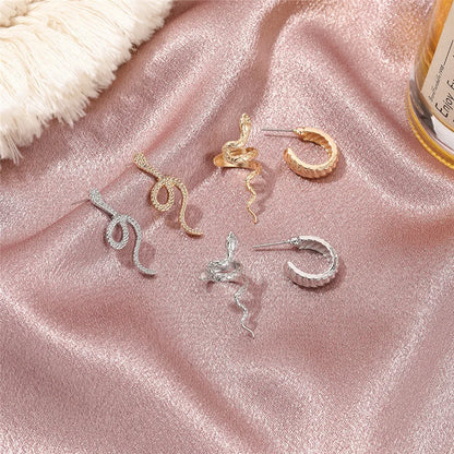 Snake Shape Silver Hip Hop Stud Earring