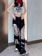 Frayed Gothic Straight Denim Pant