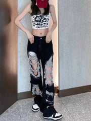 Frayed Gothic Straight Denim Pant