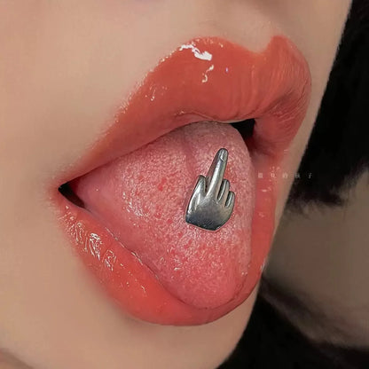Stainless Steel Hand Finger Punk Tongue Ring