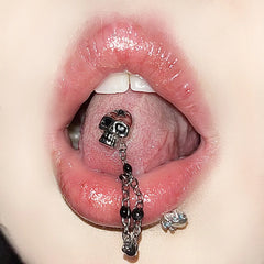 Retro Skull Chains Punk Goth Tongue Ring